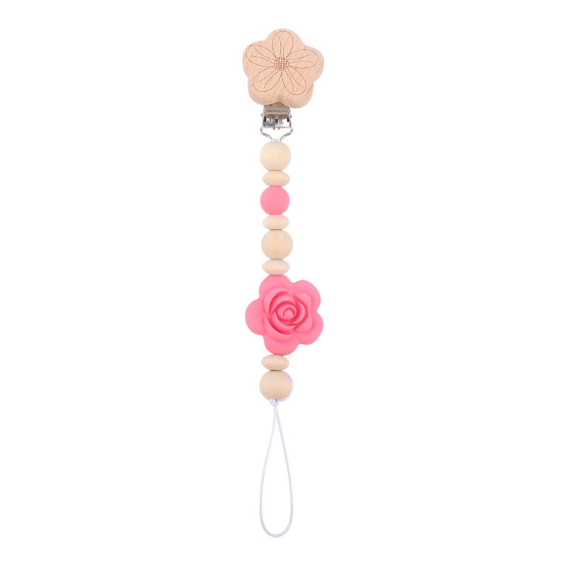 Nueva Rose chupete Cadena de cochecito para niños cadena colgante decorativo dibujos animados molar juguete teether pulsera Accesorios