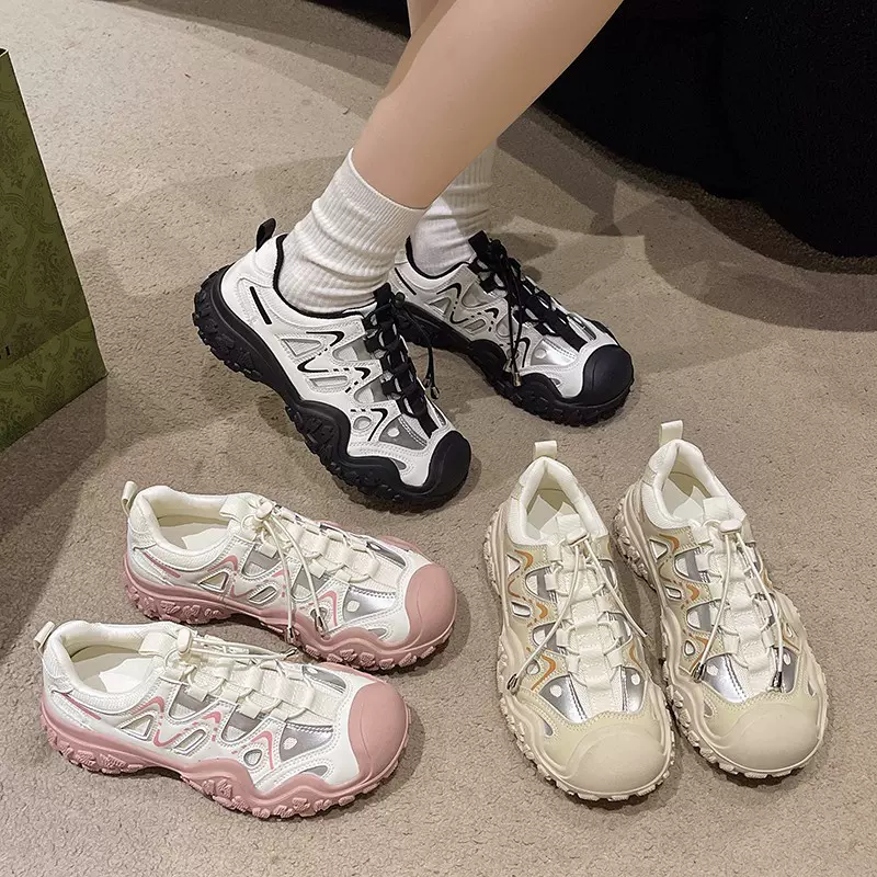 现货丑萌鞋女鞋2025夏季新款运动鞋女户外徒步登山鞋厚底老爹鞋子