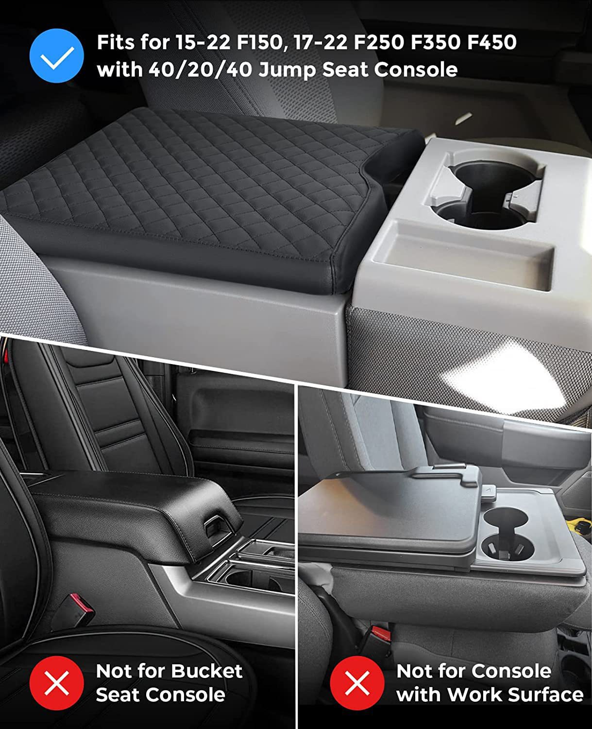 Suitable for Center Console Cover Compatible with F150F250F350F45 Jump-Seat Armrest Box Protective Pad Armrest Box Pad