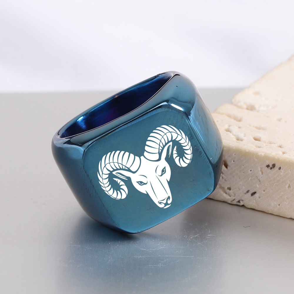 Cattle Pattern Retro Cattle Titanium Steel Plating Men's Rings