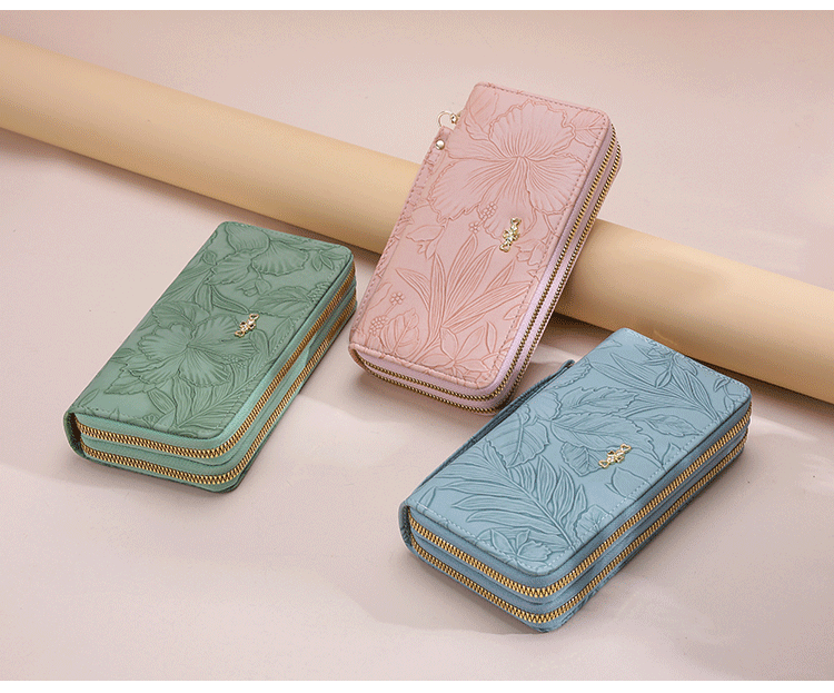 Women's Solid Color Flower Pu Leather Zipper Wallets display picture 3