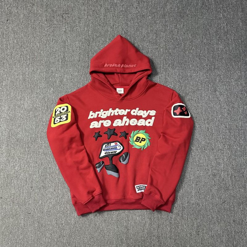 Planeta roto traje de carta de espuma básica suelta marca de moda para hombres y mujeres suéter con capucha pantalones de chándal rectos