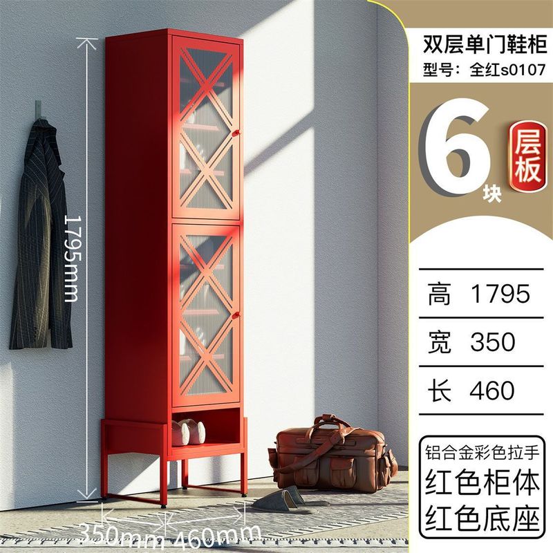 2025新款钢制鞋柜家用门口多层鞋架铁艺大容量金属铁皮对开门鞋柜|undefined