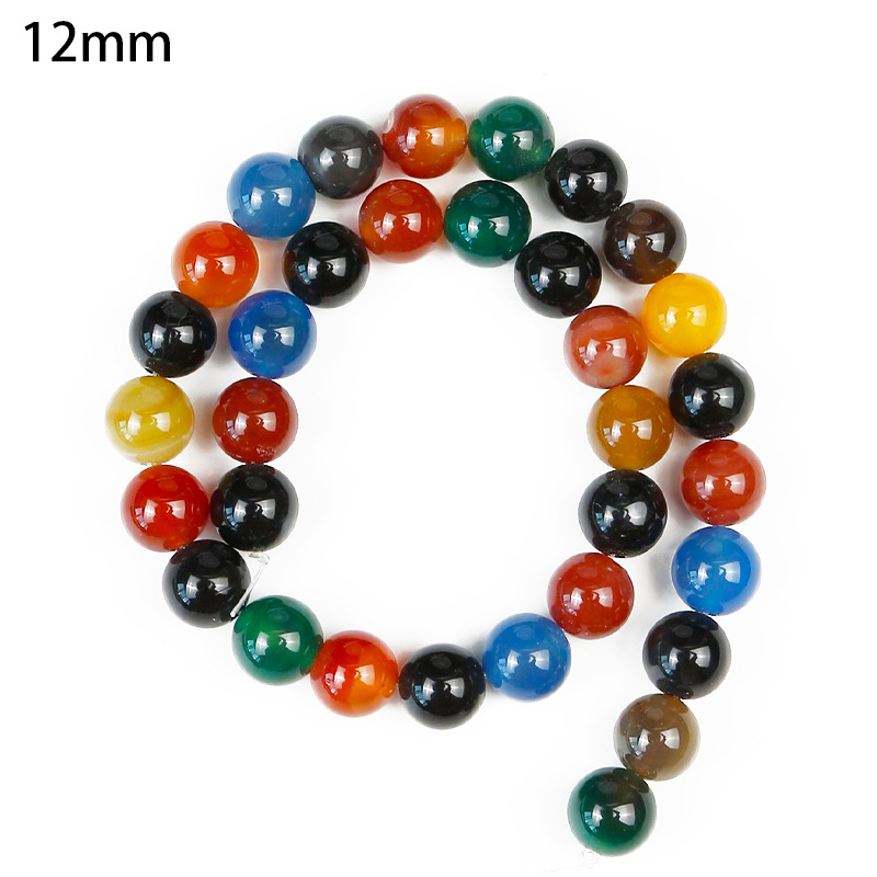Cuentas sueltas de ágata colorida Joyas de bricolaje hechas a mano púrpura Pulsera de cristal Accesorios de material Cuentas redondas semiacabadas Cuentas sueltas