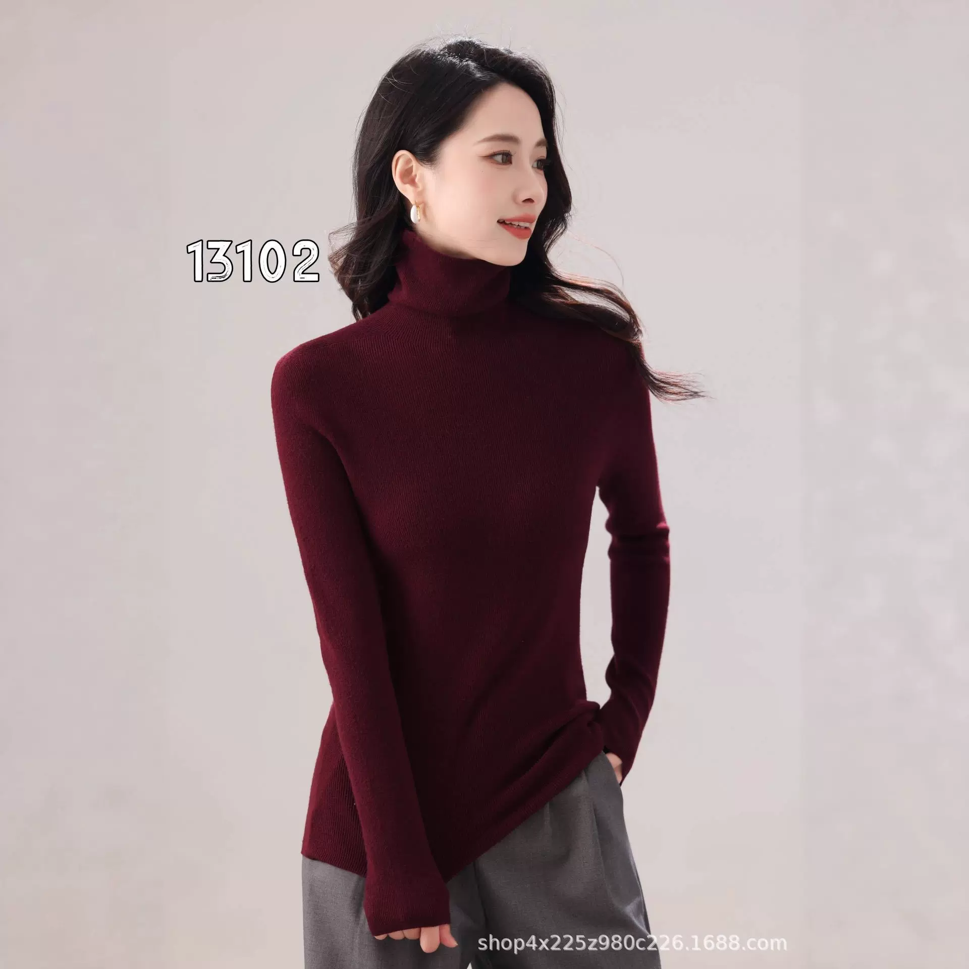 秋冬韩版堆堆领亲肤羊绒针织打底衫女 时尚简约加厚无缝针织上衣