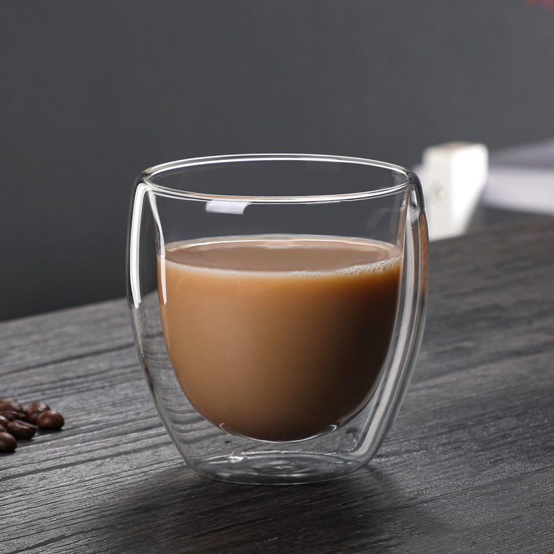Transfronterizo 8.45oz taza de café de doble vidrio alta taza de agua de borosilicano taza de jugo de leche de desayuno aislamiento de doble capa
