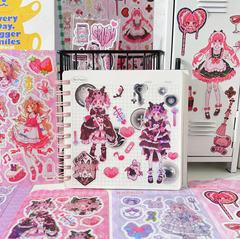 Large sheet of Korean laser princess character Guka stickers princess landscaping handbook stickers laser diy decoration stickers batch