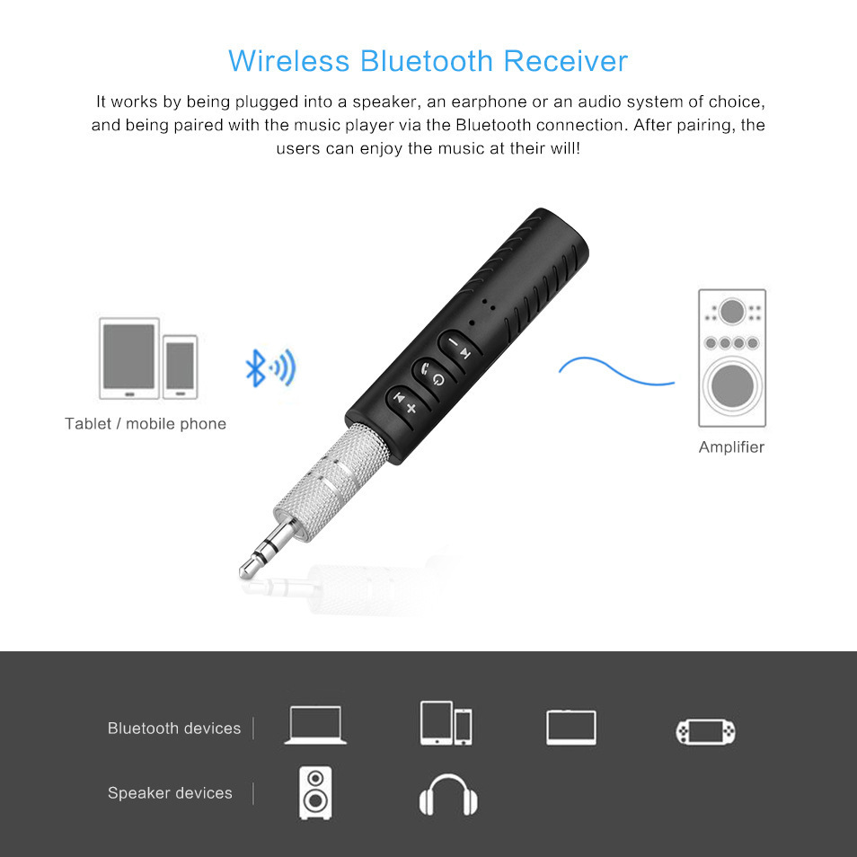 Lavalier 3.5mm Bluetooth Receiver Car Bluetooth Hands-Free Audio Receiver Portable Mp3 Music Player