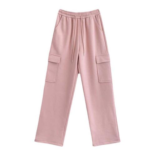 American style pink women's work pants spring and summer new drawstring ankle guard pants high waist slimming design casual long pants for women 