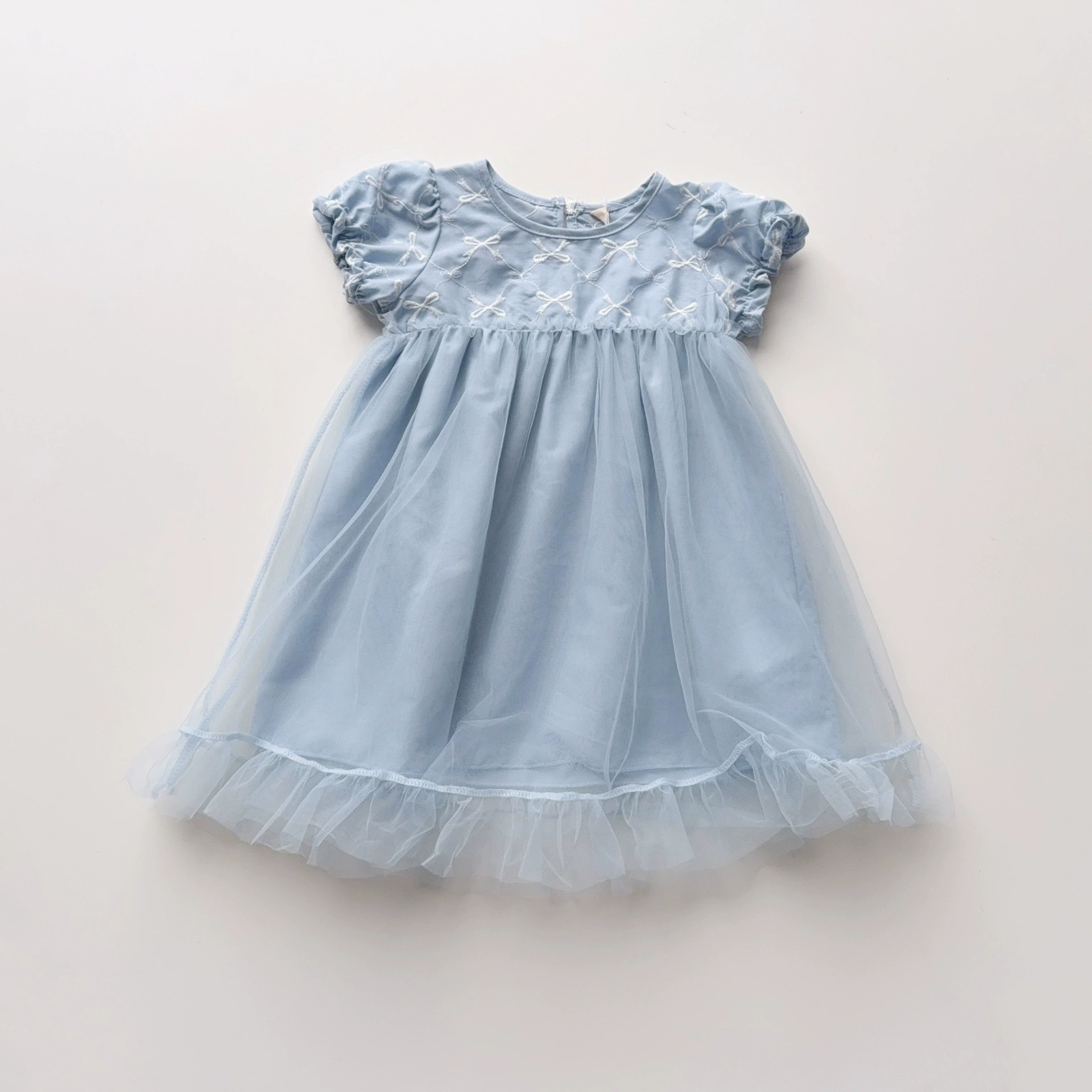 Летнее детское платье, детская одежда, с вышивкой, puff sleeves