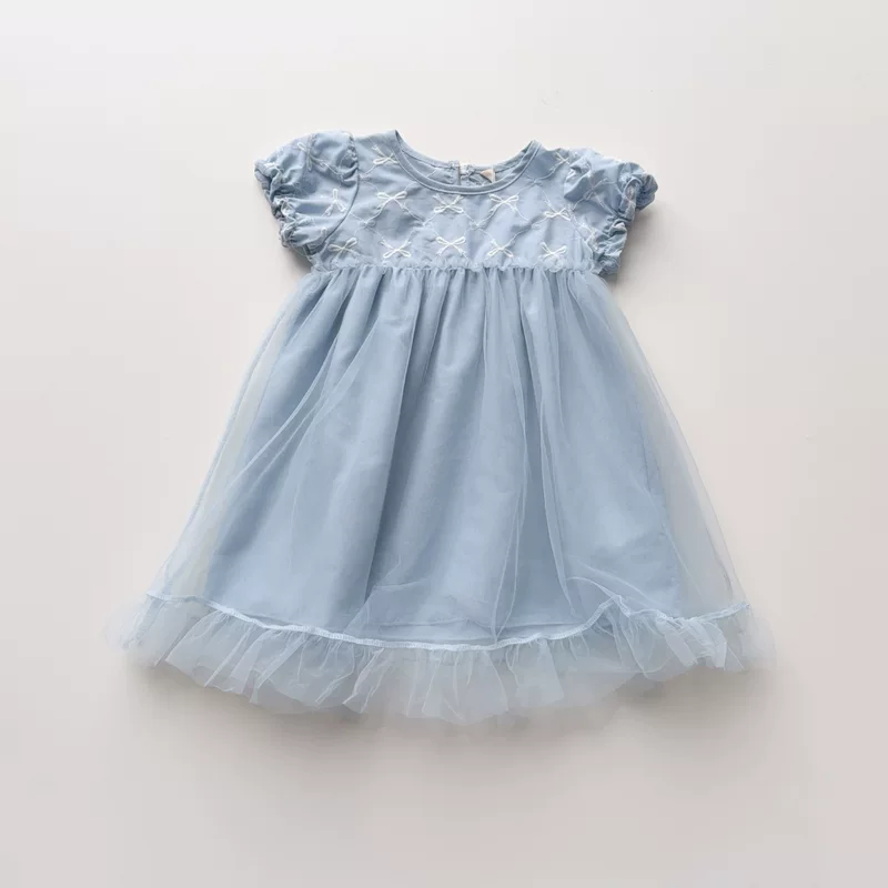 Летнее детское платье, детская одежда, с вышивкой, puff sleeves