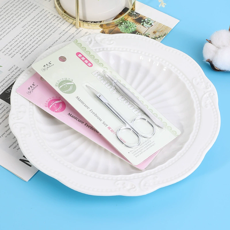 Set stainless steel, tweezers, cosmetic curlers for eyebrows, scissors, 2 pieces