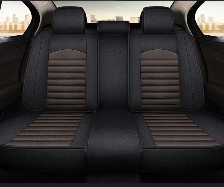 Summer New Fully Surrounded Car Special Seat Cushion Linen Car Cushion Five-Seater Universal Seat Cover Linen Breathable Seat Cushion