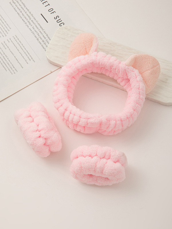 ぬいぐるみ洗顔ヘッドバンド、女性用フェイシャルマスク、洗顔ヘッドバンド、防水防湿ヘッドバンド、ヘッドバンド、ヘアアクセサリー|undefined