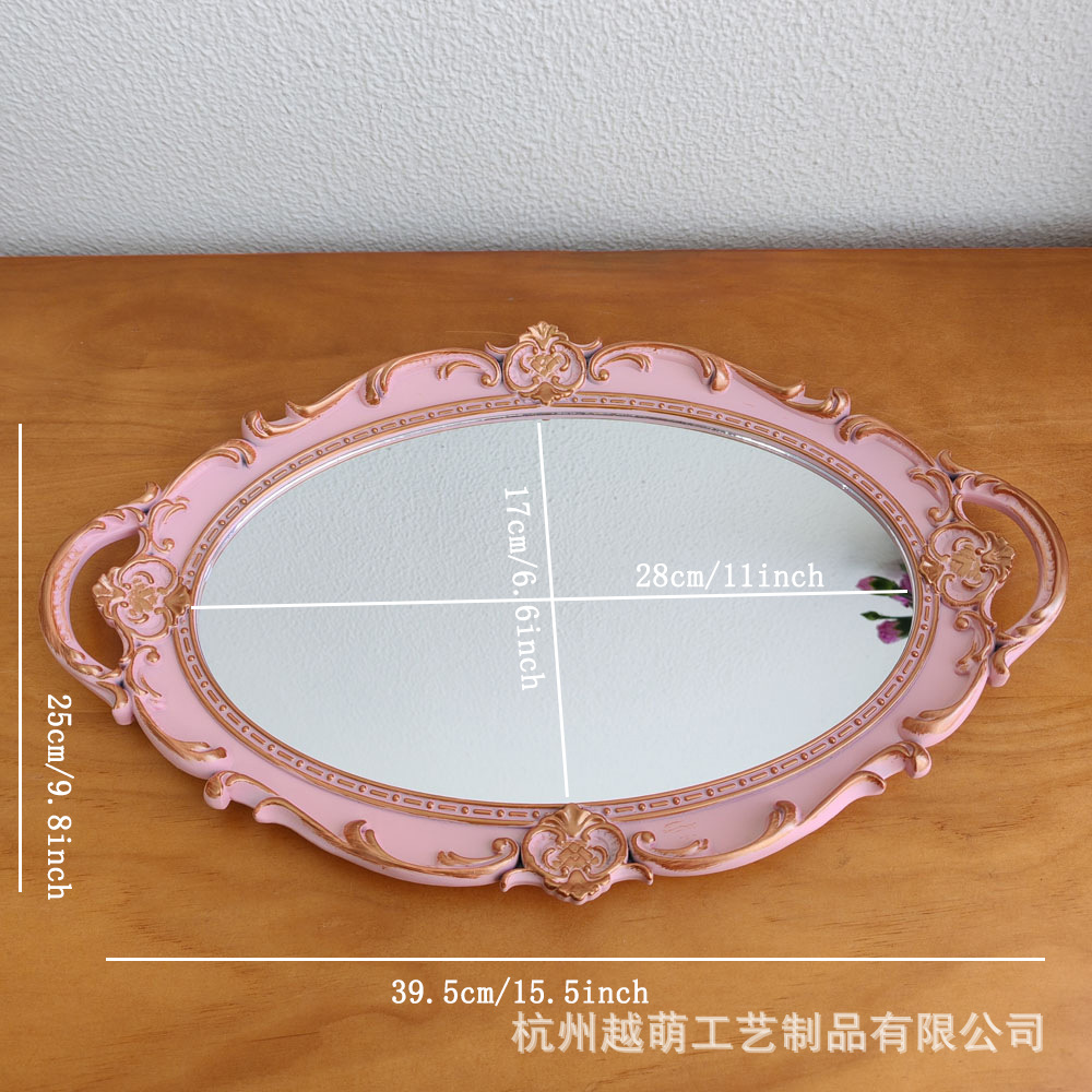 Bandeja de espejo de vidrio retro estilo europeo, estilo "ins", decoración para sala de estar, para aromaterapia, exhibición de joyería, bandeja de almacenamiento.