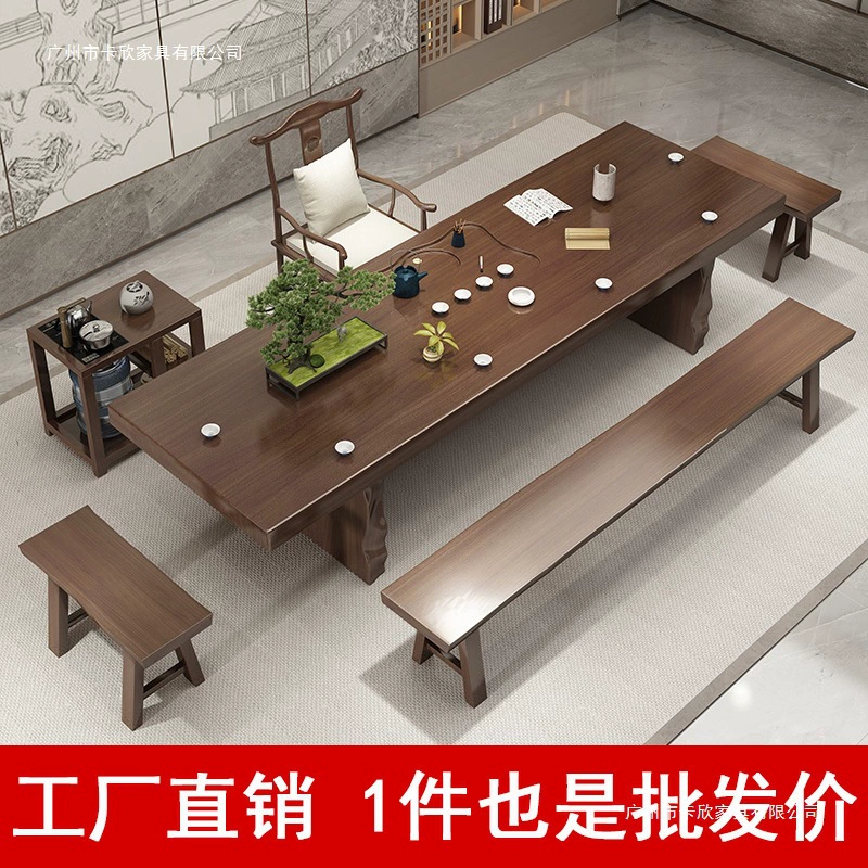 Новый набор из массива дерева в китайском стиле: большой чайный стол и стулья для дома, офиса или приемной, комплект для чаепития в стиле кунг-фу.