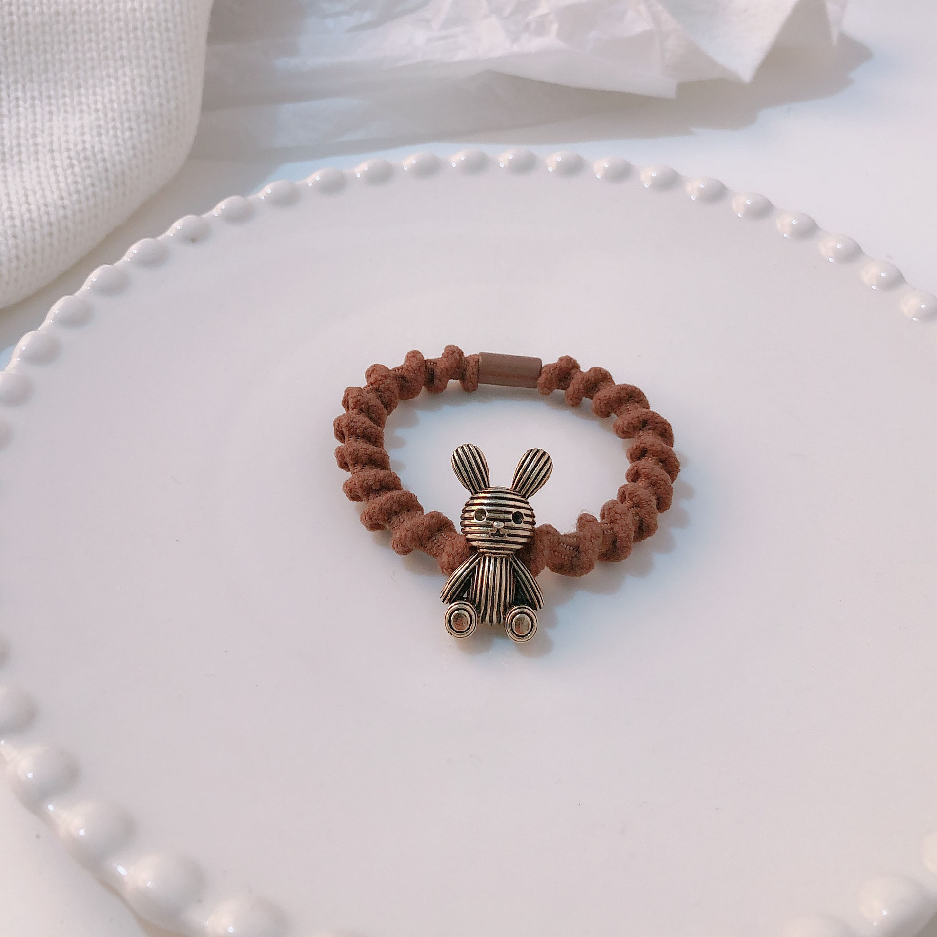 Alloy Rabbit Hair Ring Headband Girl High-grade Simple Hair Rope Cute High Elastic Rubber Band Style Hair Accessories