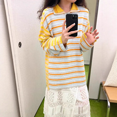 现货short短句设计师品牌25秋冬新款宽松彩色条纹T恤百搭休闲上衣