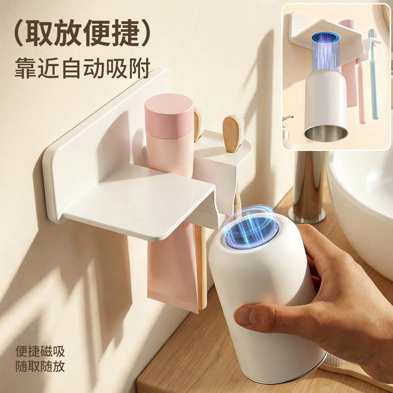 Soporte Magnético para Cepillos de Dientes y Vasos de Plástico ABS, Autoadhesivo, para Baño