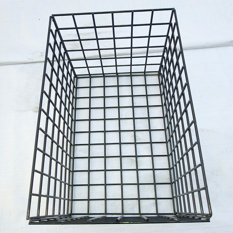 黑色院落种植金属花篮 PVC喷塑绿化 美观个性石头网兜花盆架子