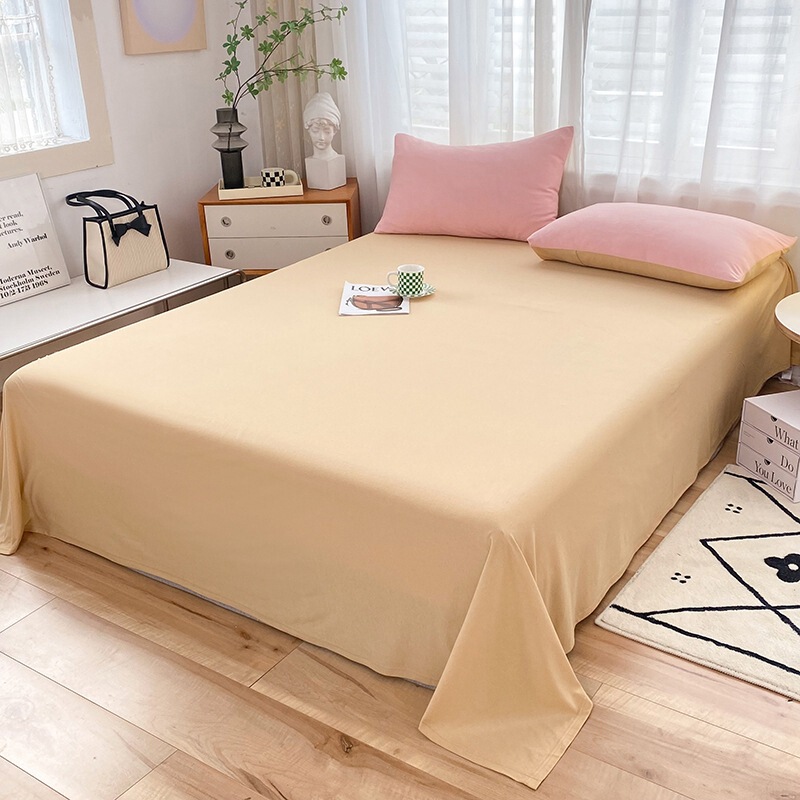 綿100% A級ニット綿ベッドシーツ単品 シンプル無地純綿天竺綿シングル/ダブルベッドシーツ 学生寮用|undefined