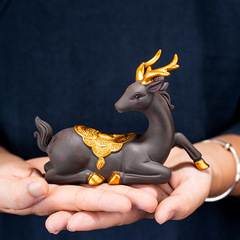 小茶玩鹿紫砂茶寵創意茶台茶桌一路高升車載家居擺件廠家批發跨境