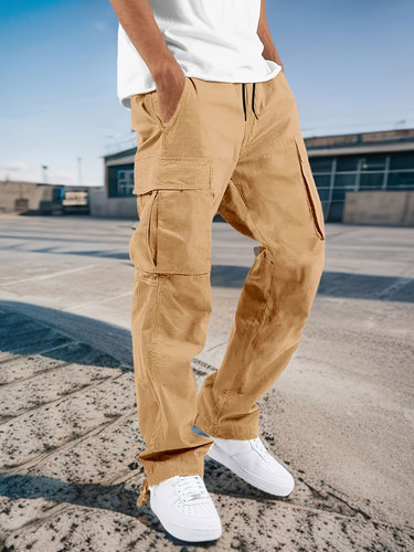 Best-selling SHEIN TEMU drawstring work pants for men, long pants, casual sports woven men's pants