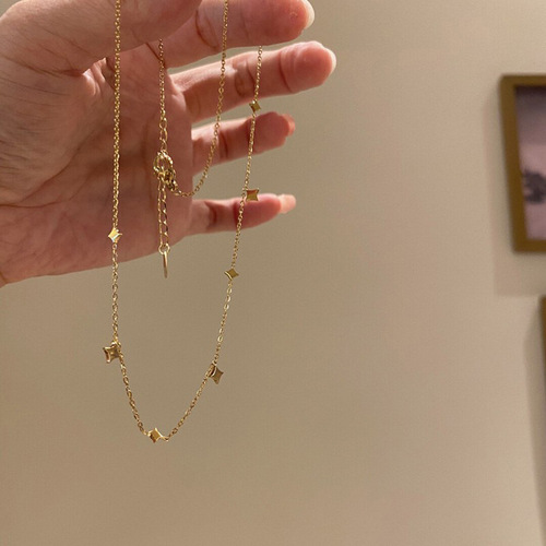 Double-layer layered star colored zircon necklace for women summer light luxury niche design high-end simple elegant clavicle chain 