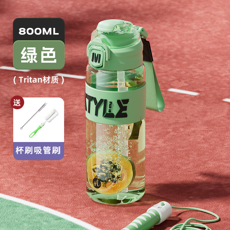 明霞トリタンスポーツウォーターボトル 新型 ダブルドリンク 夏用 ポータブル フィットネス 大容量 子供 学生 通学 水筒|undefined