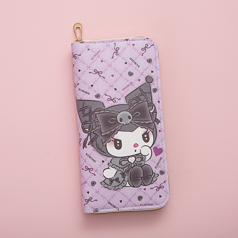 Long black wallet with bow