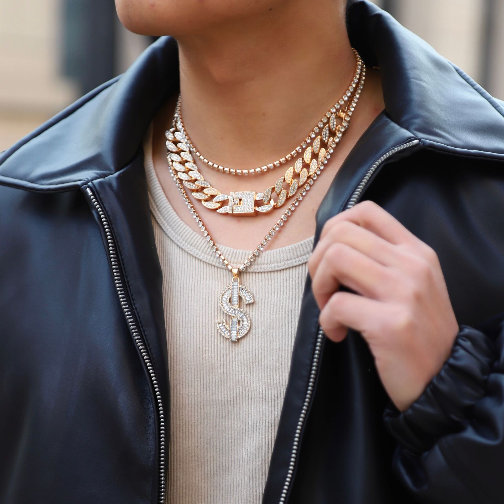 Heart Shape Hip-Hop Retro Alloy Layered Necklaces Wholesale display picture 2