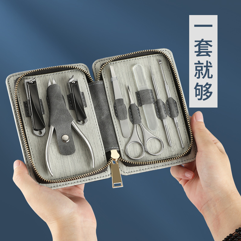 可定LOGO不鏽鋼指甲鉗8件套 加厚指甲剪指甲刀鷹嘴鉗修剪美甲工具