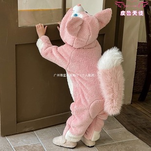 Children's One-piece Pajamas Winter Girls Baby Lina Belle Flannel Home Clothes 2024 Girls Autumn and Winter Clothes
