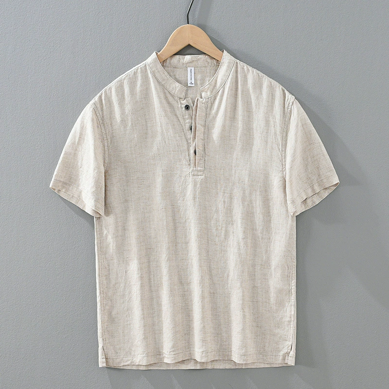 1287 лен новый стиль мужской пуловин повседневная рубашка с воротником