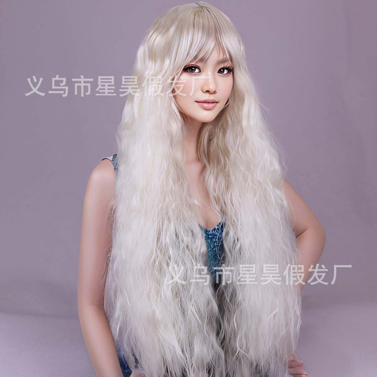 Synthesized elastic golden wig