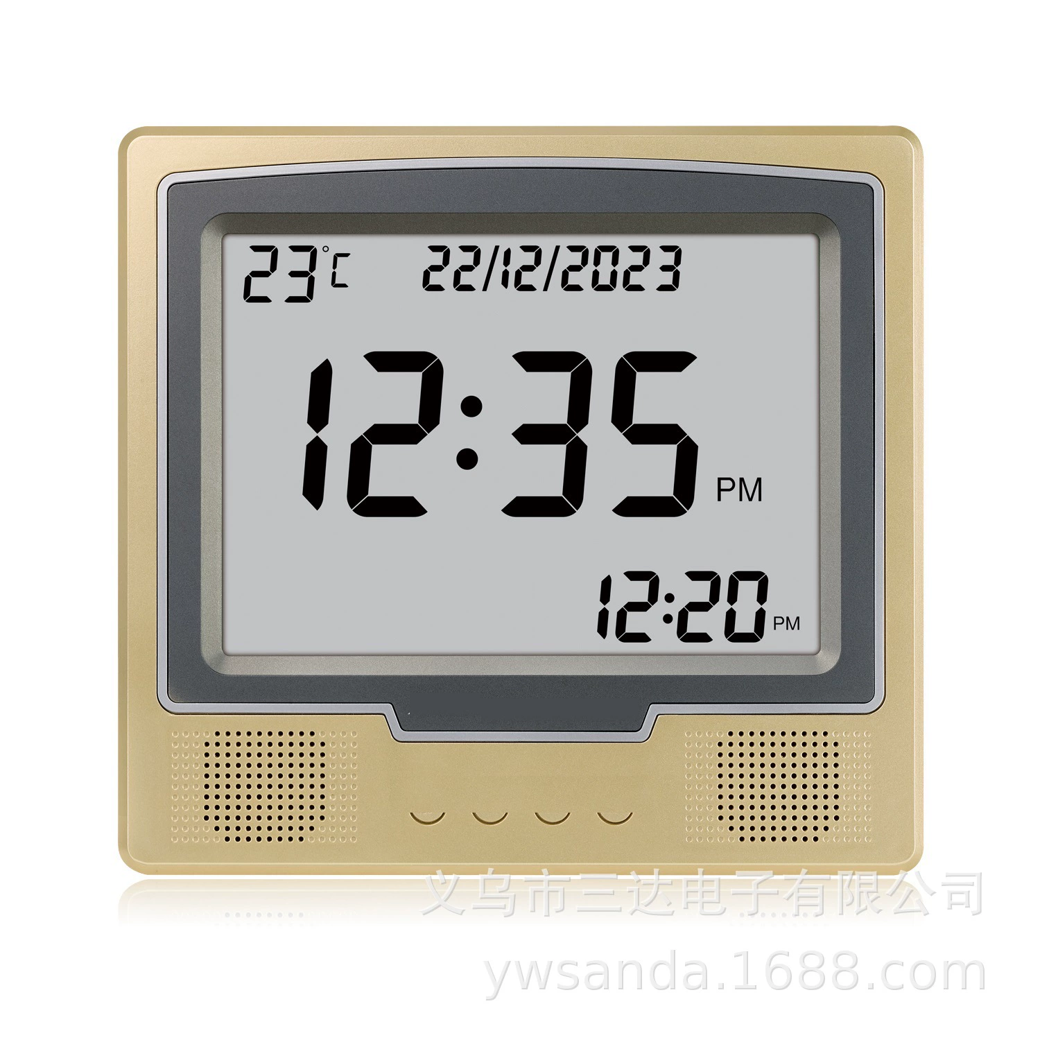 FAJ-115 золотой одиночный дисплей квадратный будильник экспорт вечный календарь настольные часы настенные часы двойного назначения с зарядкой через USB