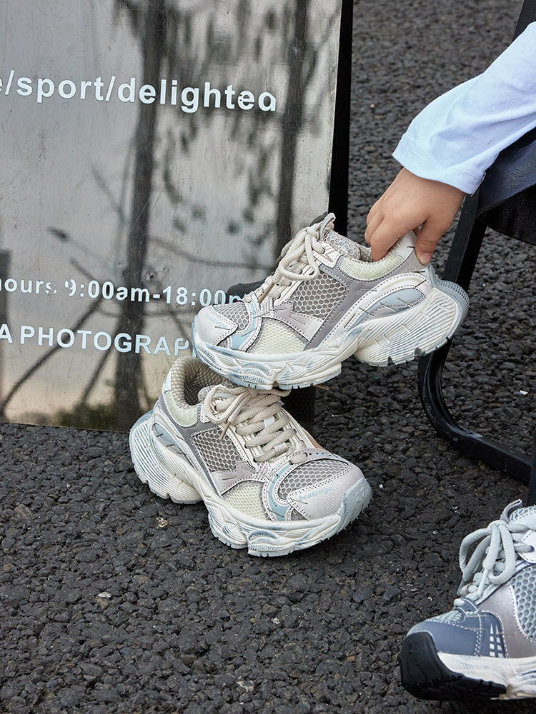 Chaussures de sport pour enfants automne 2025, nouveautés mode vintage, agrafeuse, chaussures de course en maille pour garçons et filles._voghion.com