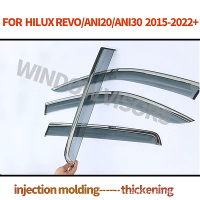 HILUX REVO 2015-2022 Window visor (Rain shield) - standard-packaging-without-vehicle-logo-is-suitable-for-bulk-transportation-hilux-revo-an120-an130-2015-2022-ps-silver-bright-strip