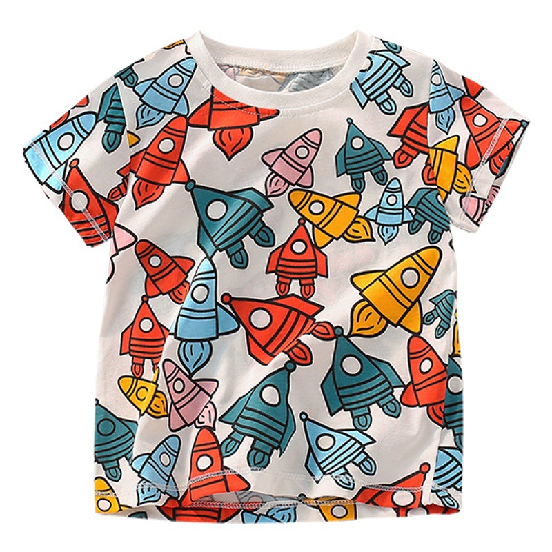 En stock malwee camiseta de los muchachos verano nuevo estilo occidental de los niños europeos y americanos Niño impreso de manga corta ropa para niños