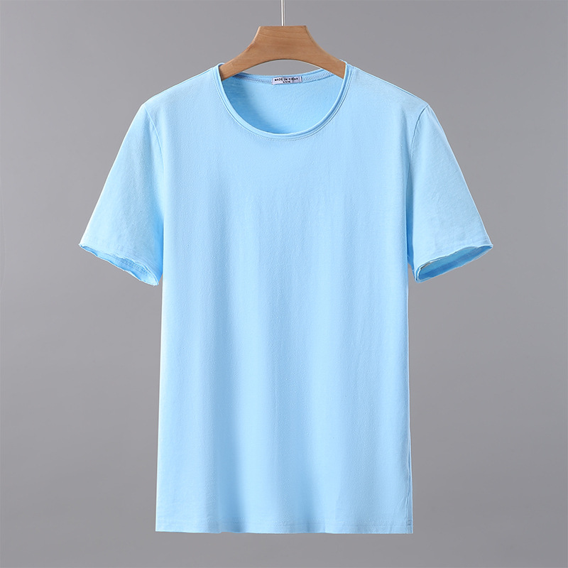Pure cotton, solid color, short sleeved T-shirt with a base, white T-shirt with inner layer, men's half sleeved T-shirt_voghion.com