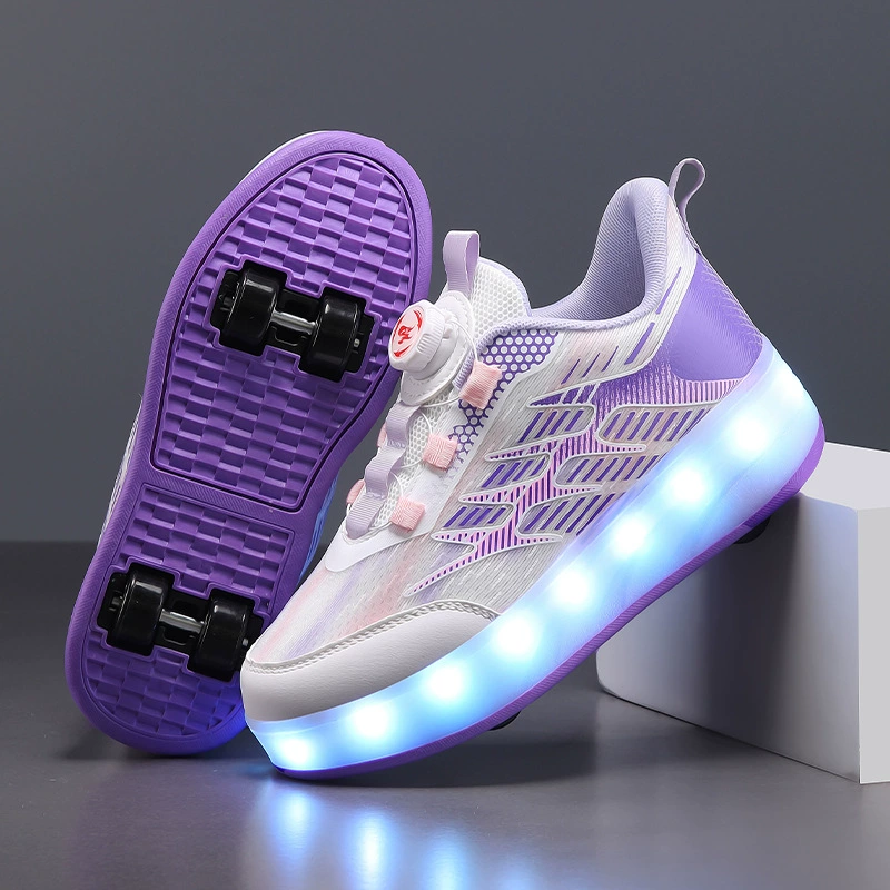 Детские Heelys с 4 колёсами и подсветкой, светящиеся роликовые кроссовки для мальчиков и девочек, размеры 28–40