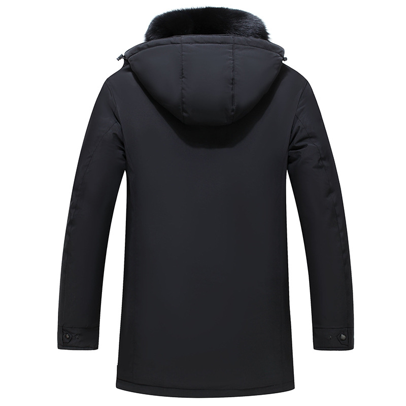 Abbigliamento maschile fornitura speciale autunno e inverno uomo grande collo di pelliccia alla moda business casual con cappuccio giacca di seta cotone giacca antivento_voghion.com