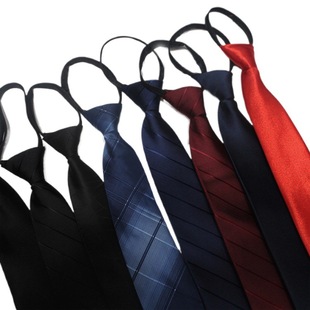 Men's Business Formal Wear Zipper Tie Hand-Tied Striped Female Groom Wedding Blue Black Lazy No-Tie Easy Pull