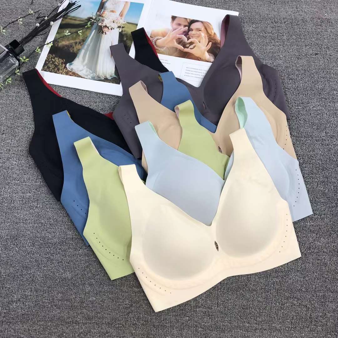 Nueva taza de látex sin marcas de alta calidad, chaleco de dama sin anillo de acero, bra de yoga, ropa interior deportiva, mujer al por mayor