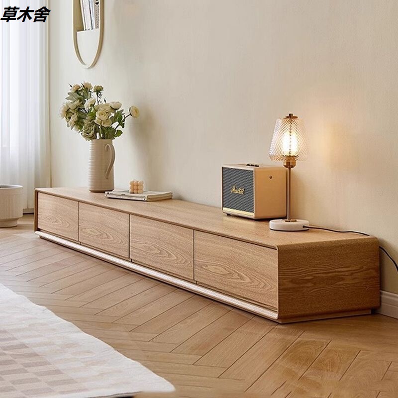 Solid Wood Tv Cabinet, New Chinese Style, Small Apartment Bedroom, New Ultra-Thin Modern Minimalist All-Solid Wood Tv Cabinet for Home Use