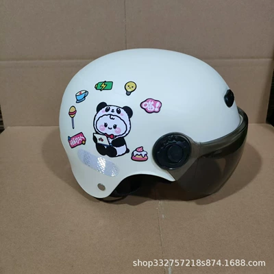 New national standard 3C certification 1-6 Motosiklet kaskı (dəbilqə) - white-black-and-white-bear-sun-protection-mirror-3c-certified-1-6-years-old-j02