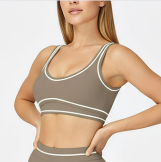 Nude-Feel Brushed Quick-Dry Yoga Color-Block Sports Running Fitness Wear European and American Cross-Border Beautiful Back Yoga Vest
