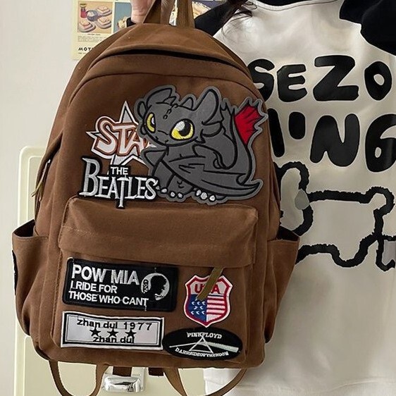 American Retro Ins-Style Godzilla Little Monster Backpack for Women, Niche Design, Large Capacity, Casual Student School Bag American Retro Ins-Style Godzilla Little Monster Backpack for Women, Niche Design, Large Capacity, Casual Student School Bag