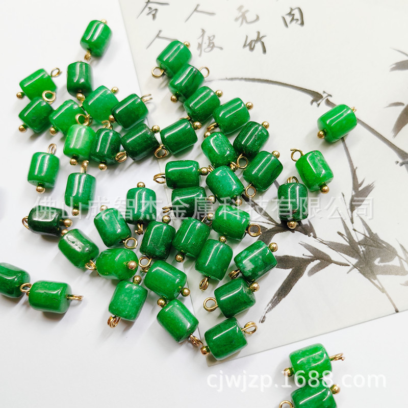 国风10MM大孔干青桶  8*10MM细孔石材桶珠 DIY新中式钮扣