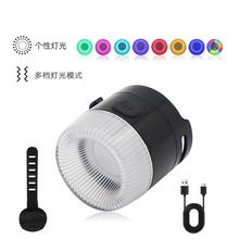 自行车尾灯夜骑灯充电骑行装备配件七彩灯单车灯夜间警示山地车灯